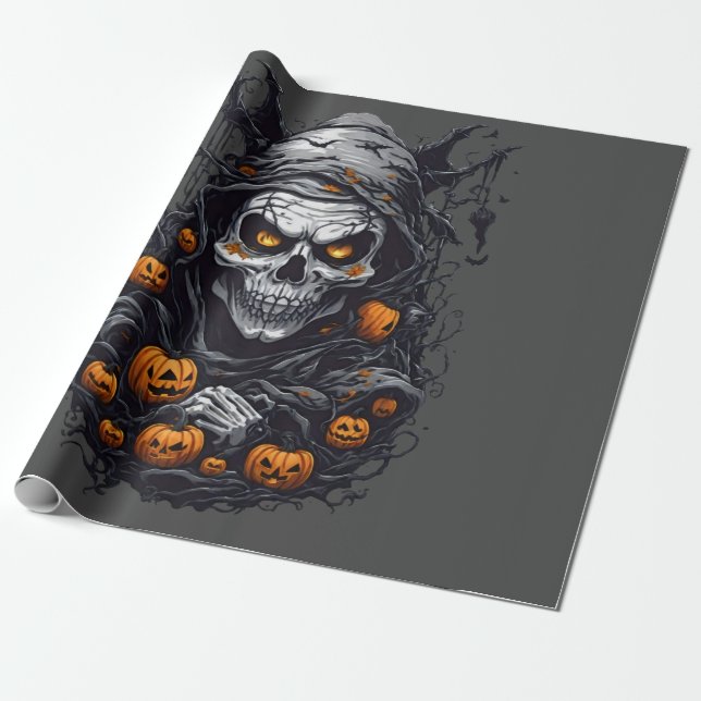 Scray Halloween Wrapping Paper (Unrolled)