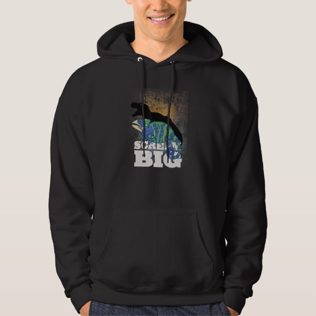 Scream Big Chameleon With Dinosaur Shadow For Hoodie (Front)