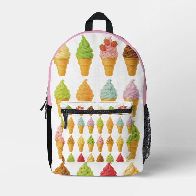 Scream for Ice Cream  Printed Backpack (Front)