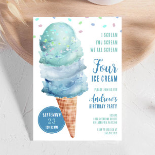 Scream FOUR Ice Cream Birthday Party Invitation