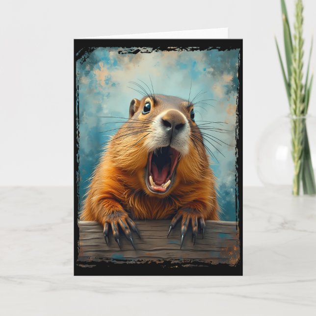 Scream Groundhog - Artistic Groundhog Day Men Wome Card (Front)