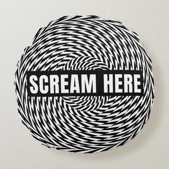 Scream Here | Optical Illusion Throw Pillow (Front)