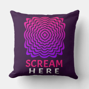 Scream Here   Pink & Purple Ripple Throw Pillow