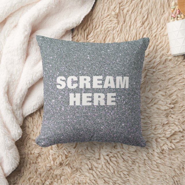Scream Here with Sparkly Silver Diamond Cushion (Blanket)