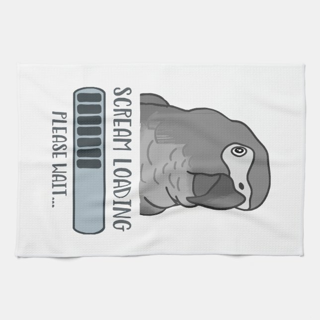 Scream Loading African grey  Tea Towel (Horizontal)