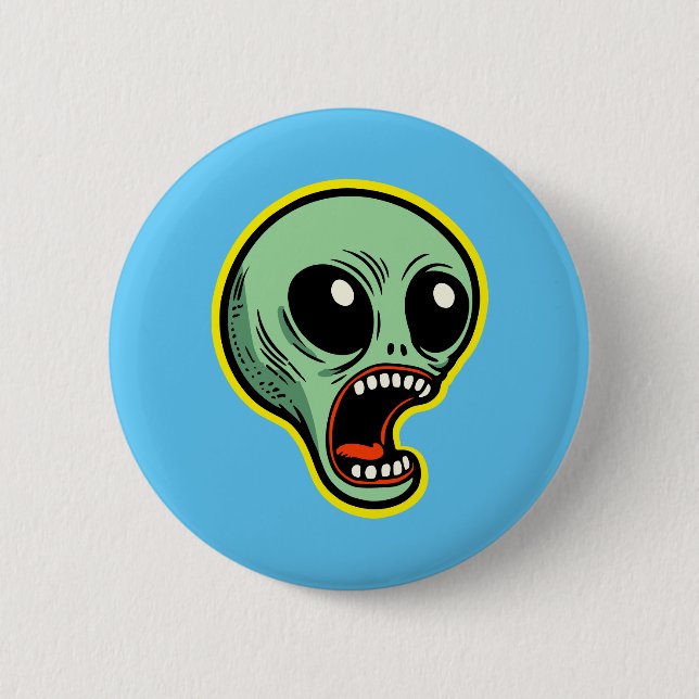 Screaming Alien 6 Cm Round Badge (Front)