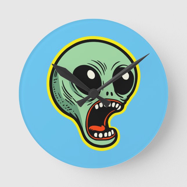 Screaming Alien Round Clock (Front)