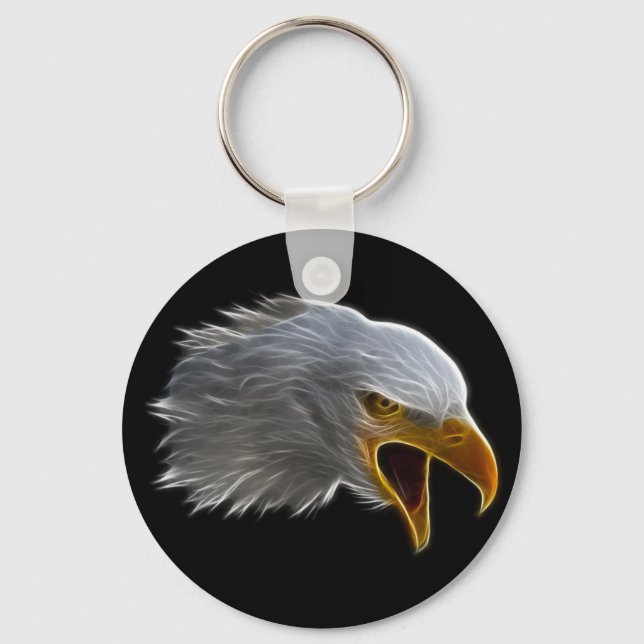Screaming American Bald Eagle Head Key Ring (Front)
