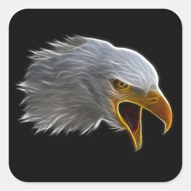 Screaming American Bald Eagle Head Square Sticker (Front)