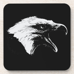 Screaming Bald Eagle in Black Pick Your Background Coaster