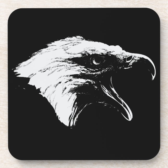 Screaming Bald Eagle in White Coaster (Front)