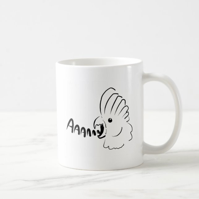 Screaming bird cockatoo birb screeching coffee mug (Right)
