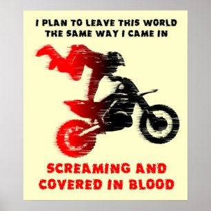 Screaming Blood Dirt Bike Motocross Print Poster