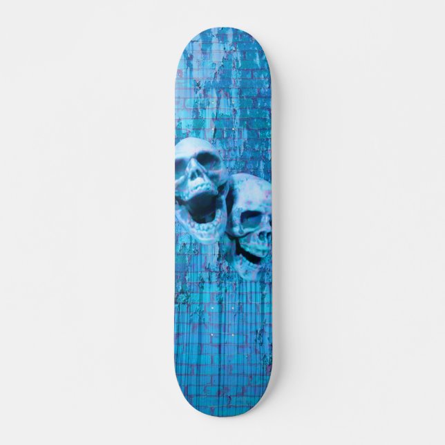 Screaming Blue Skulls Skateboard (Front)