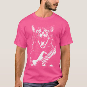 Screaming Cat Musician Playing Acoustic Guitar T-Shirt