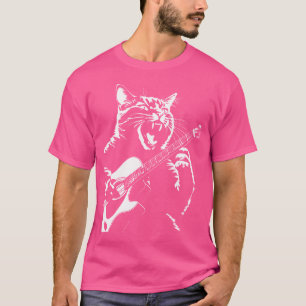 Screaming Cat Musician Playing Acoustic Guitar T-Shirt