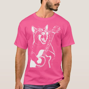 Screaming Cat Musician Playing Acoustic Guitar T-Shirt