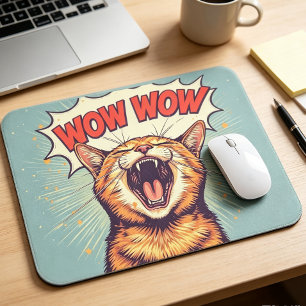 Screaming Cat Retro Pop Art Funny Office Mouse pad