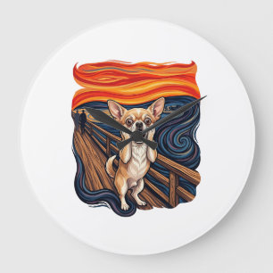 Screaming Chihuahua Dog Scream Bridge_1 Large Clock