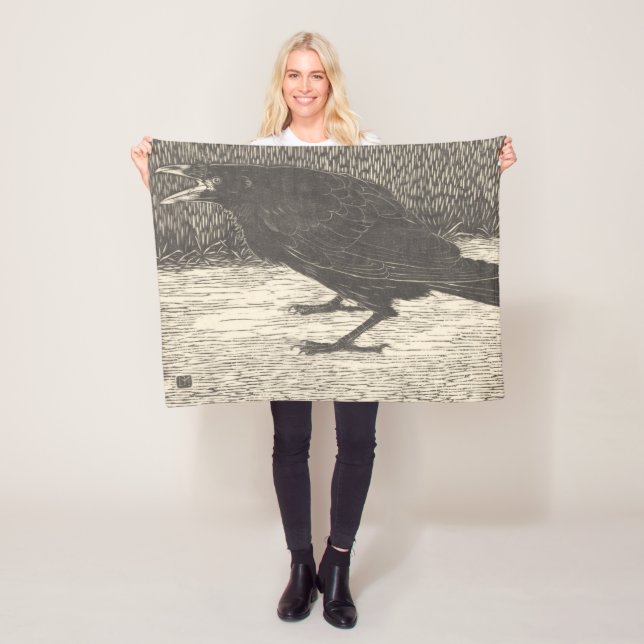 Screaming Crow (by Jan Mankes) Fleece Blanket (In Situ)