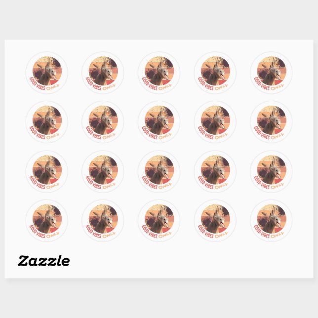 Screaming Donkey - Good Vibes Only Classic Round Sticker (Sheet)