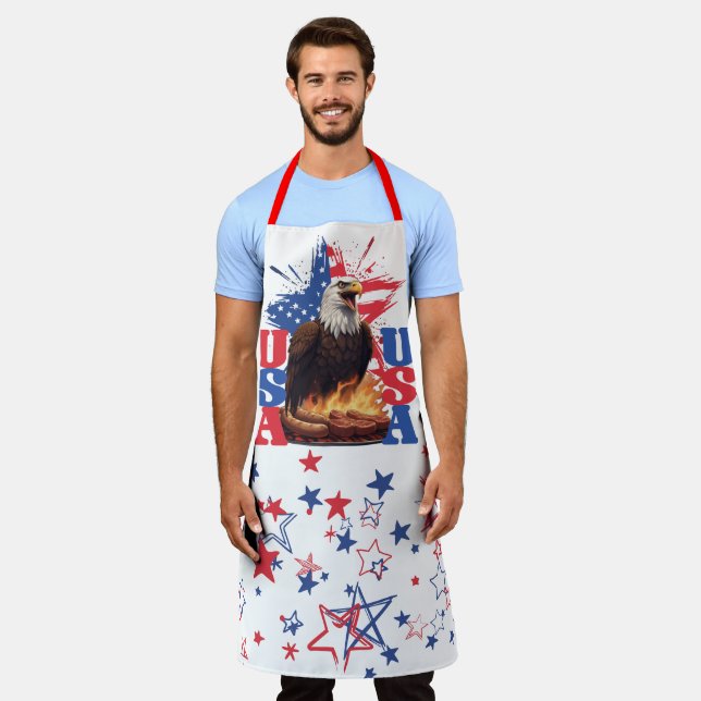 Screaming eagle USA flag patriotic grilling BBQ  Apron (Worn)