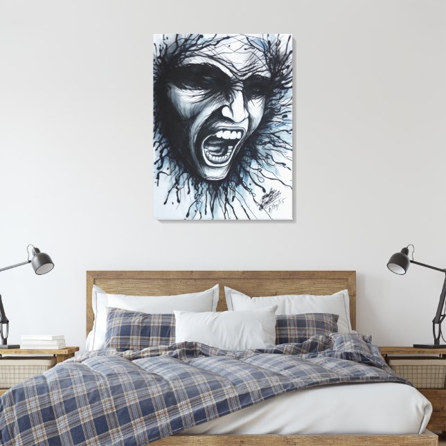 Screaming Face Canvas Print (Insitu(Bedroom))