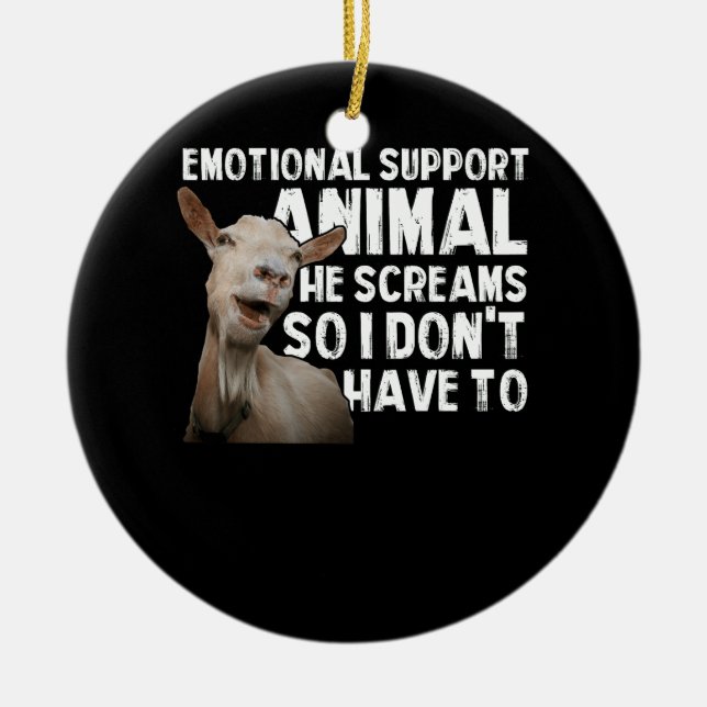 Screaming Goat Emotional Support Animal Goat Owner Ceramic Tree Decoration (Front)