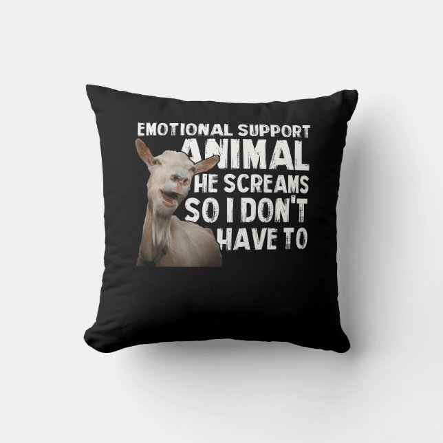 Screaming Goat Emotional Support Animal Goat Owner Cushion (Front)