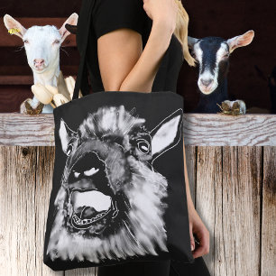 Screaming Goat Funny Jazzy Monochrome Weird Animal Tote Bag