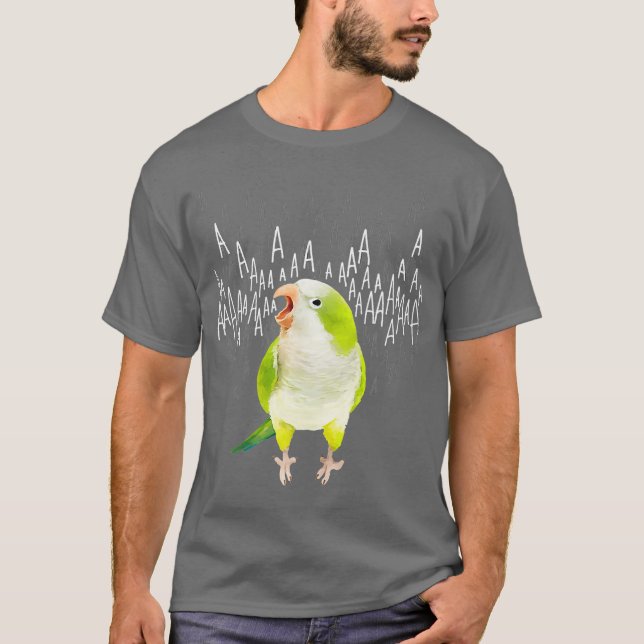 Screaming Green Quaker Parrot T-Shirt (Front)