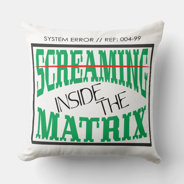 Screaming Inside Glitch Art Cyberpunk Typography Cushion (Front)