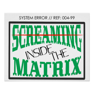 Screaming Inside Glitch Art Cyberpunk Typography Poster