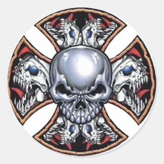 Screaming Iron Skull Classic Round Sticker