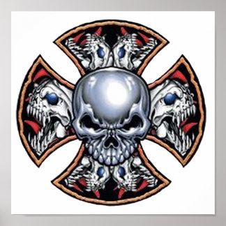 Screaming Iron Skull Poster