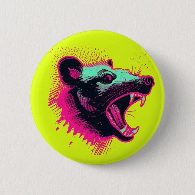 Screaming Opossum 6 Cm Round Badge (Front)