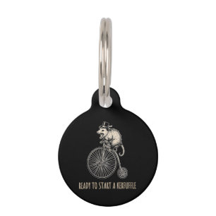 Screaming Opossum Kerfuffle Vintage Bicycle Pet Tag