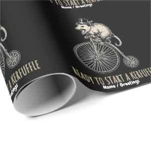 Screaming Opossum Kerfuffle Vintage Bicycle Wrapping Paper
