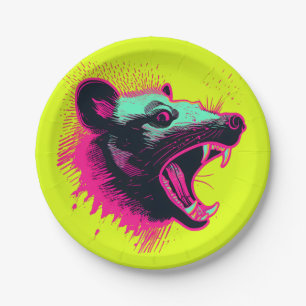 Screaming Opossum Paper Plate