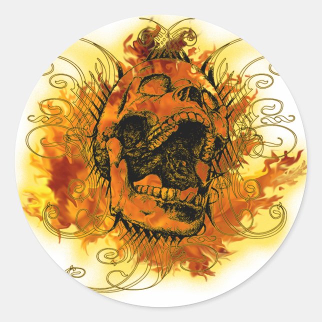 Screaming skull classic round sticker (Front)