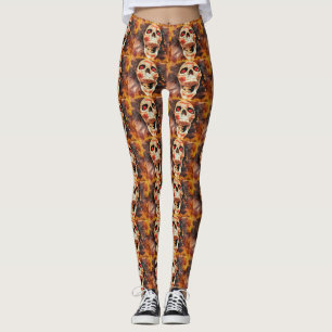 Screaming Skull Halloween Print Leggings