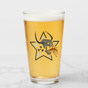 Screaming Skull Pentagram with Brown Cockroach Glass