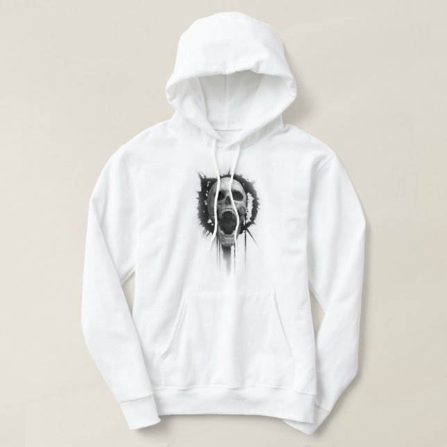 Screaming Skull (White) Hoody (Design Front)