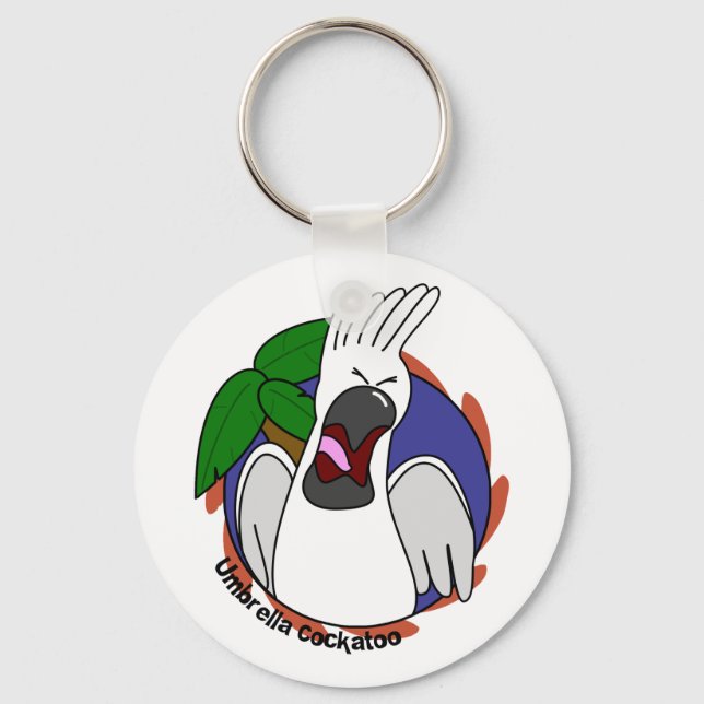Screaming Umbrella Cockatoo Keychain (Front)