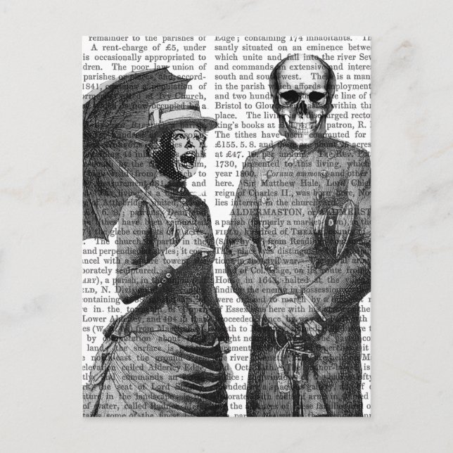 Screaming Woman and Skull Postcard (Front)