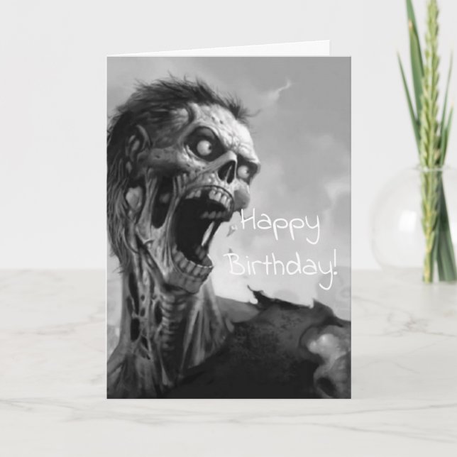 screaming zombie birthday card (Front)