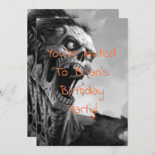 screaming zombie birthday invitation