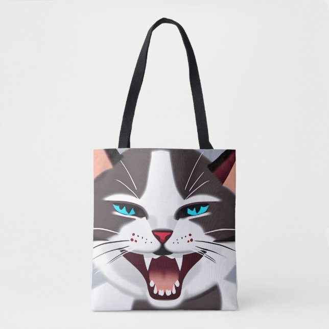 Screeching Blue Eyed Cat Tote Bag (Front)