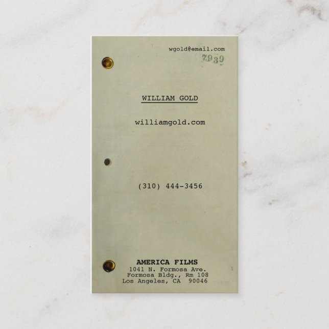 Screenplay Vintage Business Card (Front)