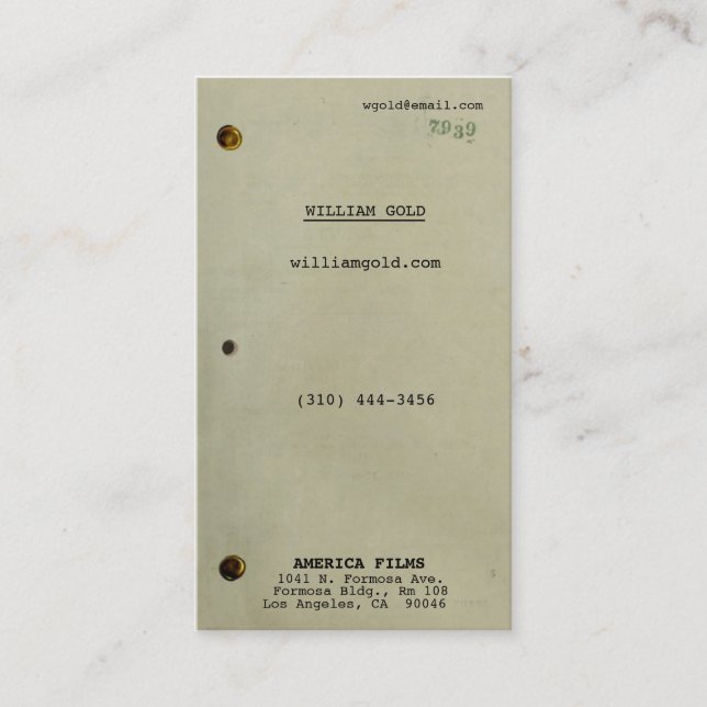 Screenplay Vintage ii Business Card (Front)